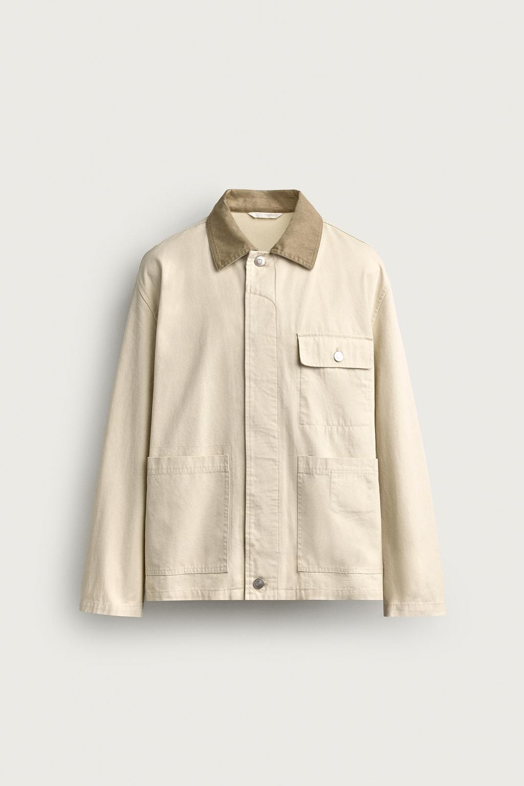 Relaxed Fit Contrast Collar Jacket — Men's