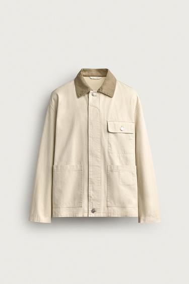 RELAXED FIT JACKET WITH CONTRAST COLLAR - Butter by Zara