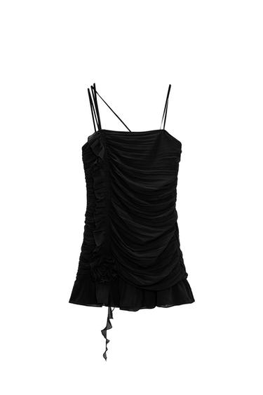 RUFFLED DRESS WITH FLOWER