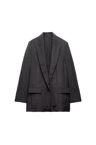 CREASED-EFFECT OPEN BLAZER