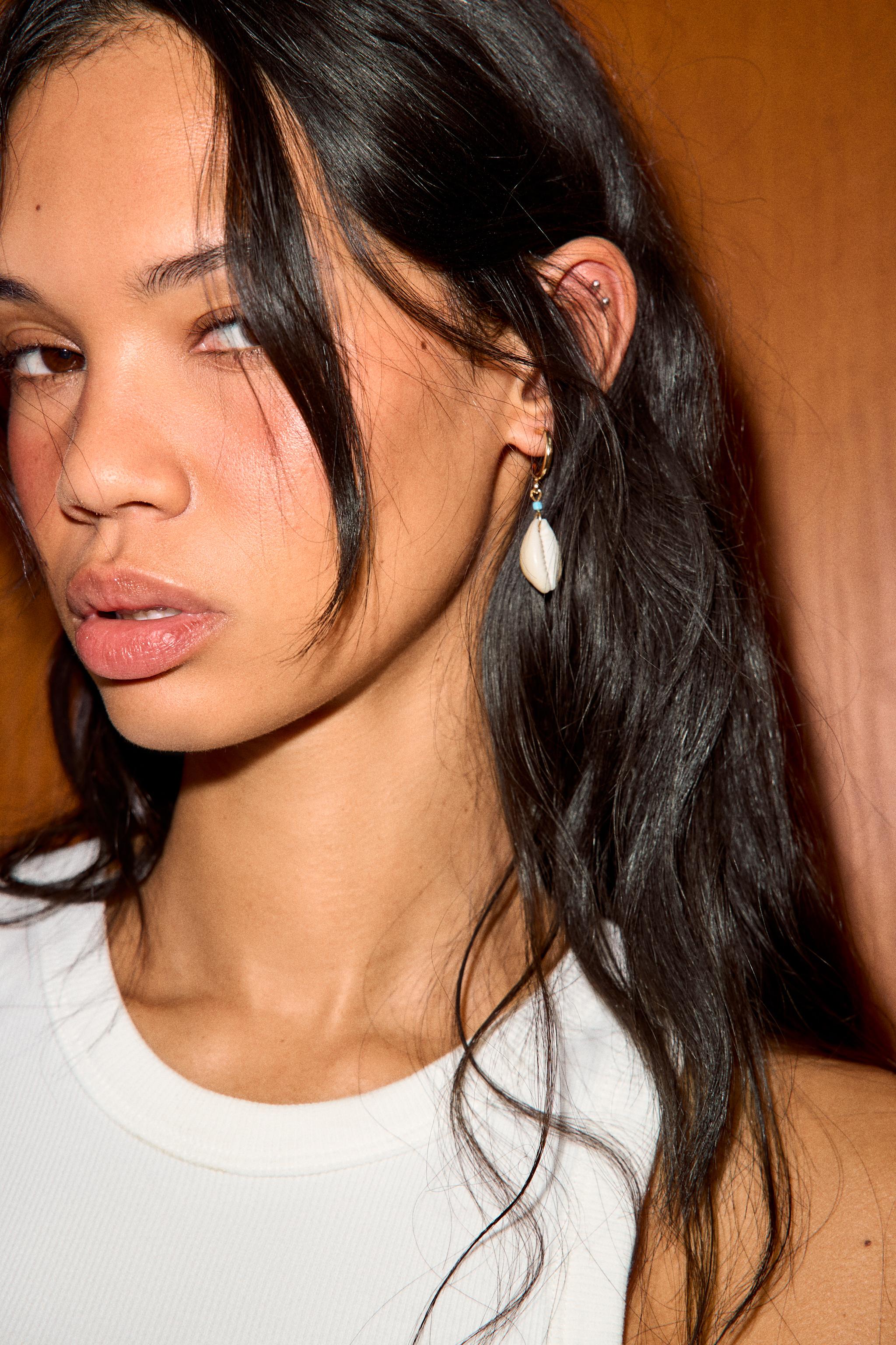 LOT DE 3 BOUCLES D'OREILLES CRÉOLES ÉTOILE COQUILLE