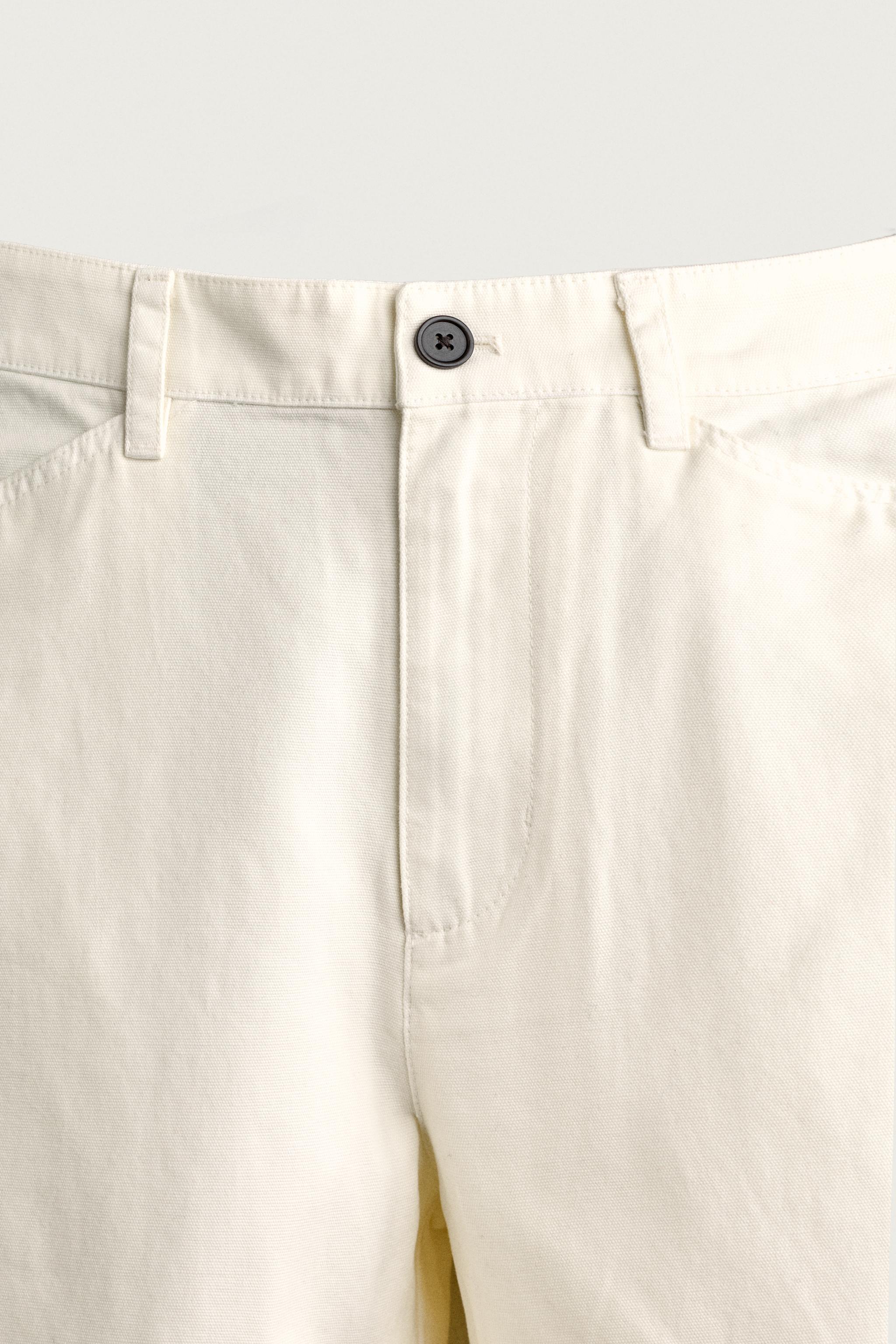 Мужские брюки Zara CANVAS STRAIGHT-FIT PANTS — фото 9