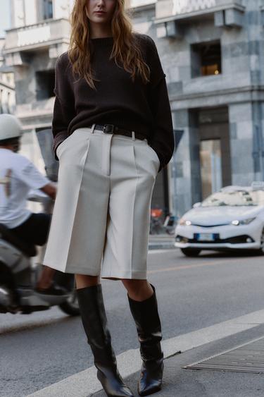 LONG BERMUDA SHORTS WITH BELT - Mid-ecru by Zara