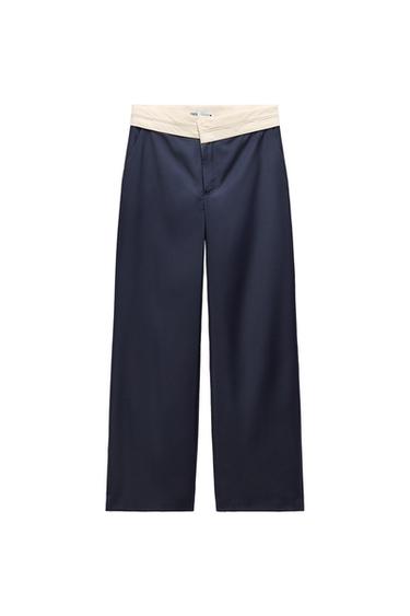 ZW COLLECTION CONTRAST WAIST STRAIGHT LEG PANTS