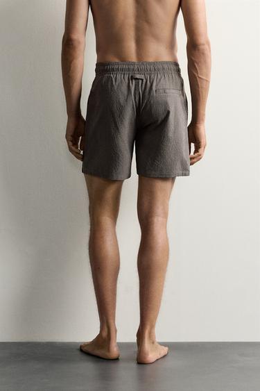 MAILLOT DE BAIN LONG À CARREAUX TEXTURÉ - Gris de Zara - Image 3