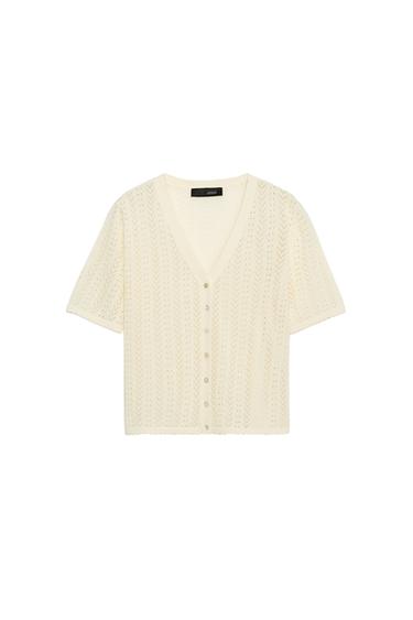 ג'קט מבד אריג עם שרוולים קצרים - וניל של Zara