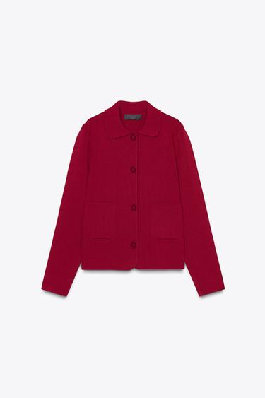 STRICKJACKE MIT BLÜTENKNÖPFEN - Dunkelrot von Zara - Bild 0