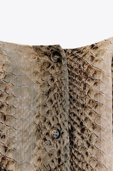 ANIMAL PRINT SHOULDER PAD BLOUSE ZW COLLECTION - Khaki by Zara - Image 8