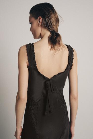 ROBE LONGUE BRODERIES ZW COLLECTION - Gris anthracite de Zara - Image 4