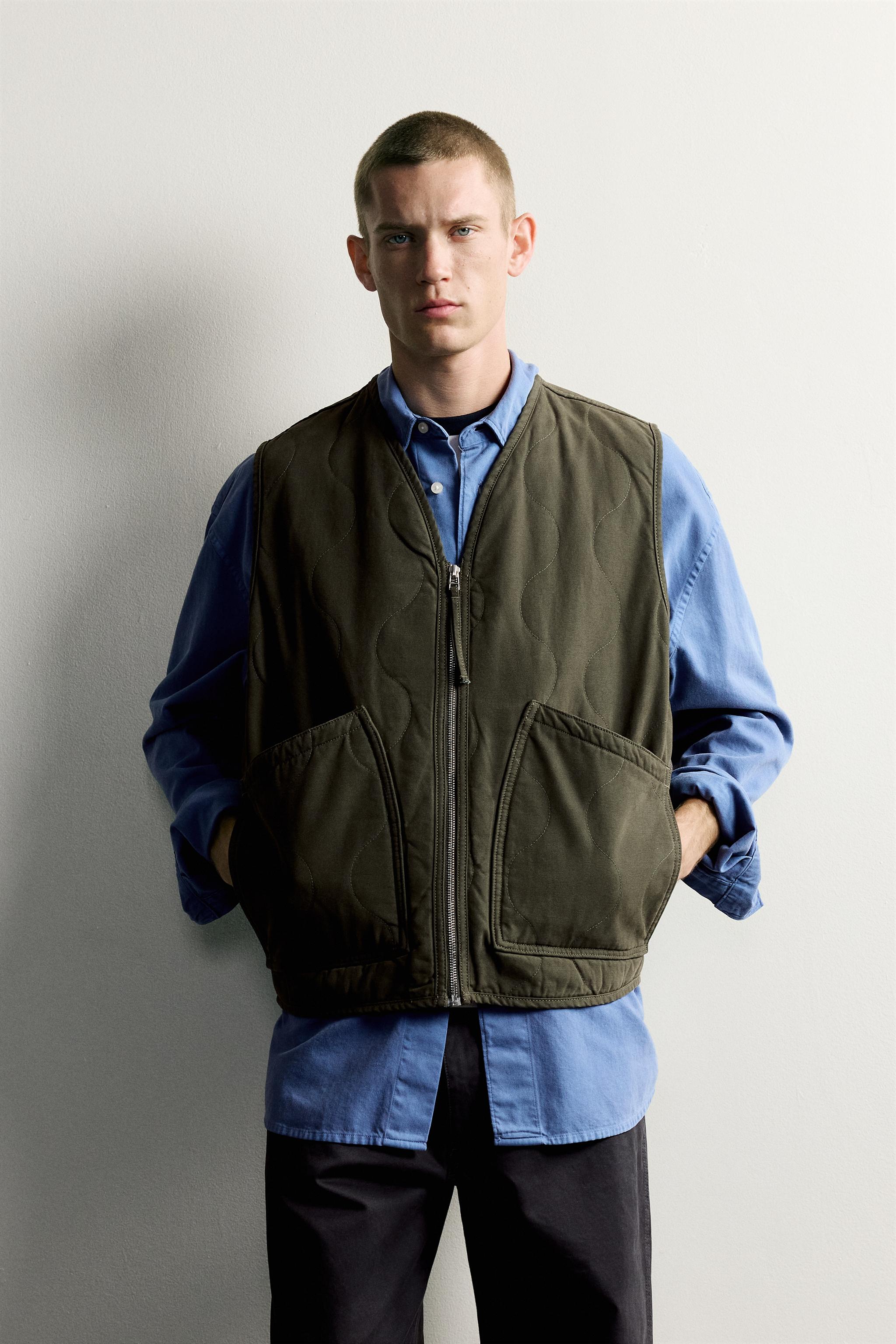 WASHED TOPSTITCHED VEST