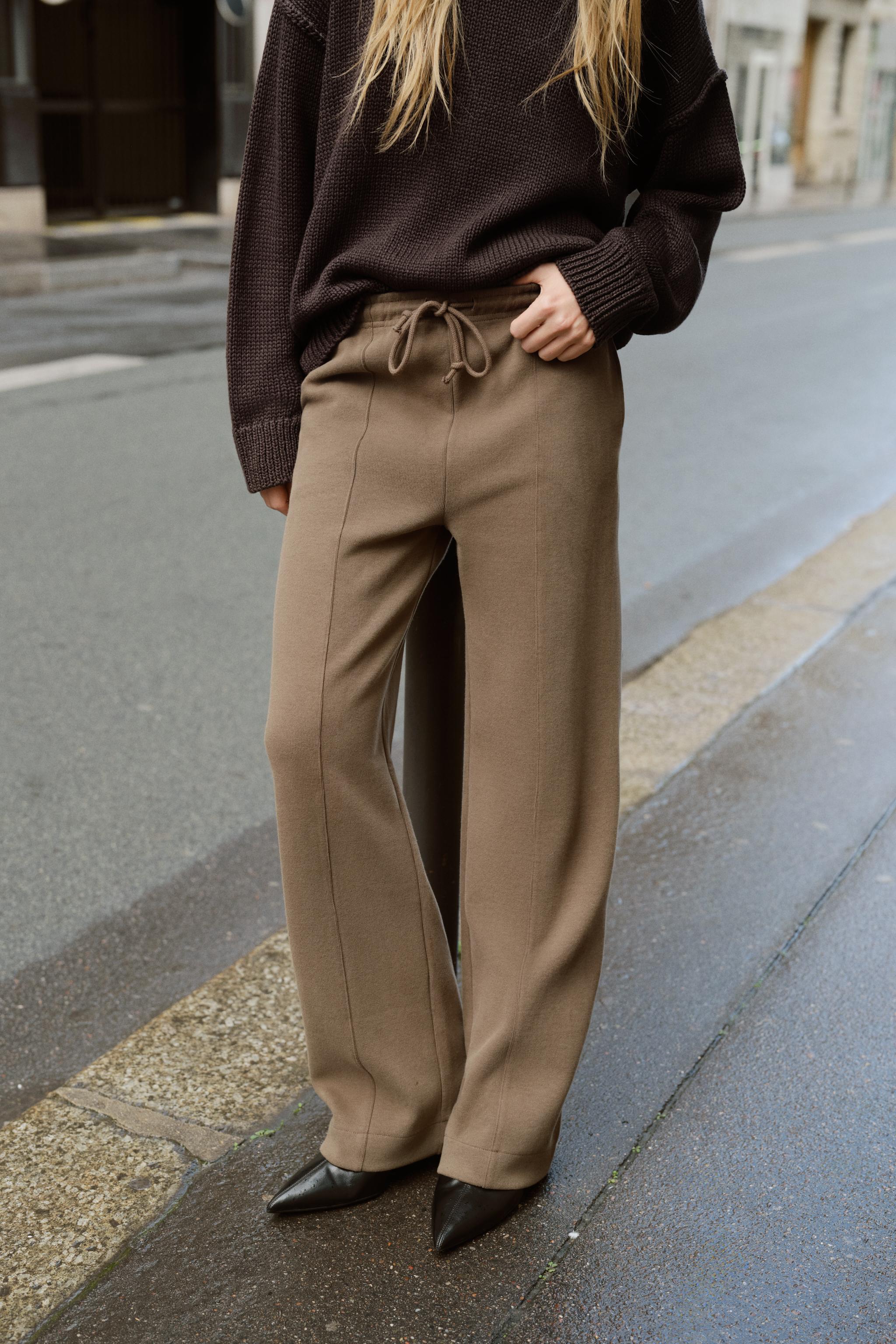SOFT WIDE LEG PANTS - Dark mink | ZARA United States