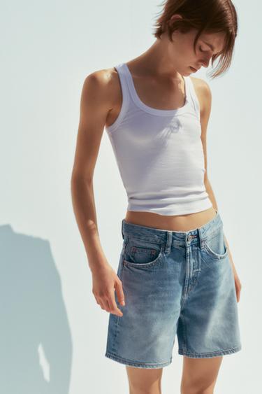 BERMUDA DENIM TRF TIRO MEDIO - Azul medio de Zara