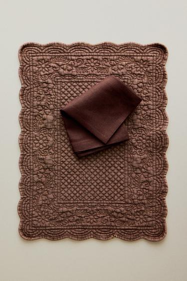 Zara FLORAL QUILTED PLACEMAT - Brown