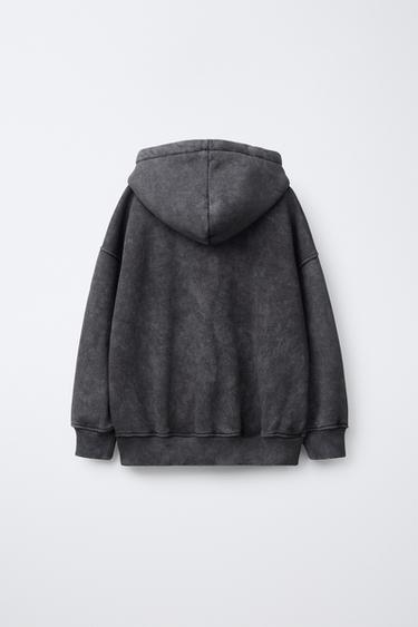 SWEAT EFFET DÉLAVÉ AVEC INSCRIPTION - Gris anthracite de Zara - Image 1