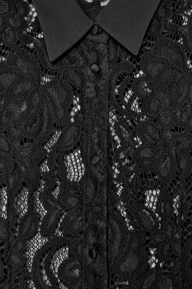 ZW COLLECTION LACE SHIRT - Black by Zara - Image 6