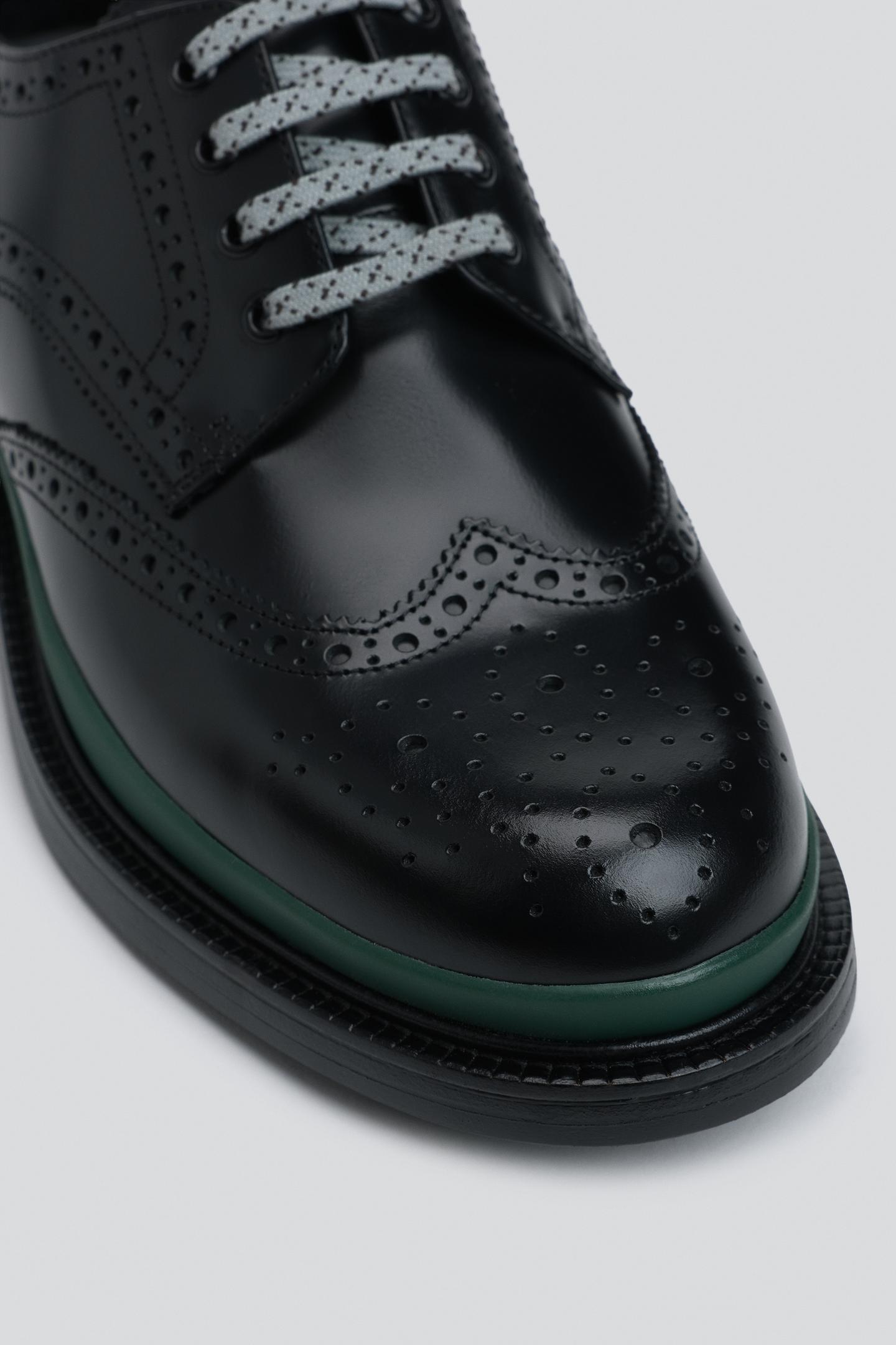 Мужские туфли Zara Leather Brogues, цвет: Чёрный — фото 5