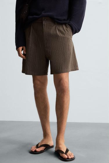 BERMUDA REGULAR FIT RAYURES - Marron de Zara - Image 4