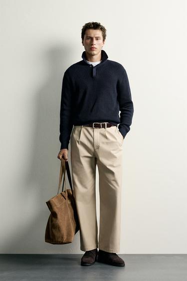 REGULAR FIT PURL KNIT POLO SHIRT - Navy blue by Zara