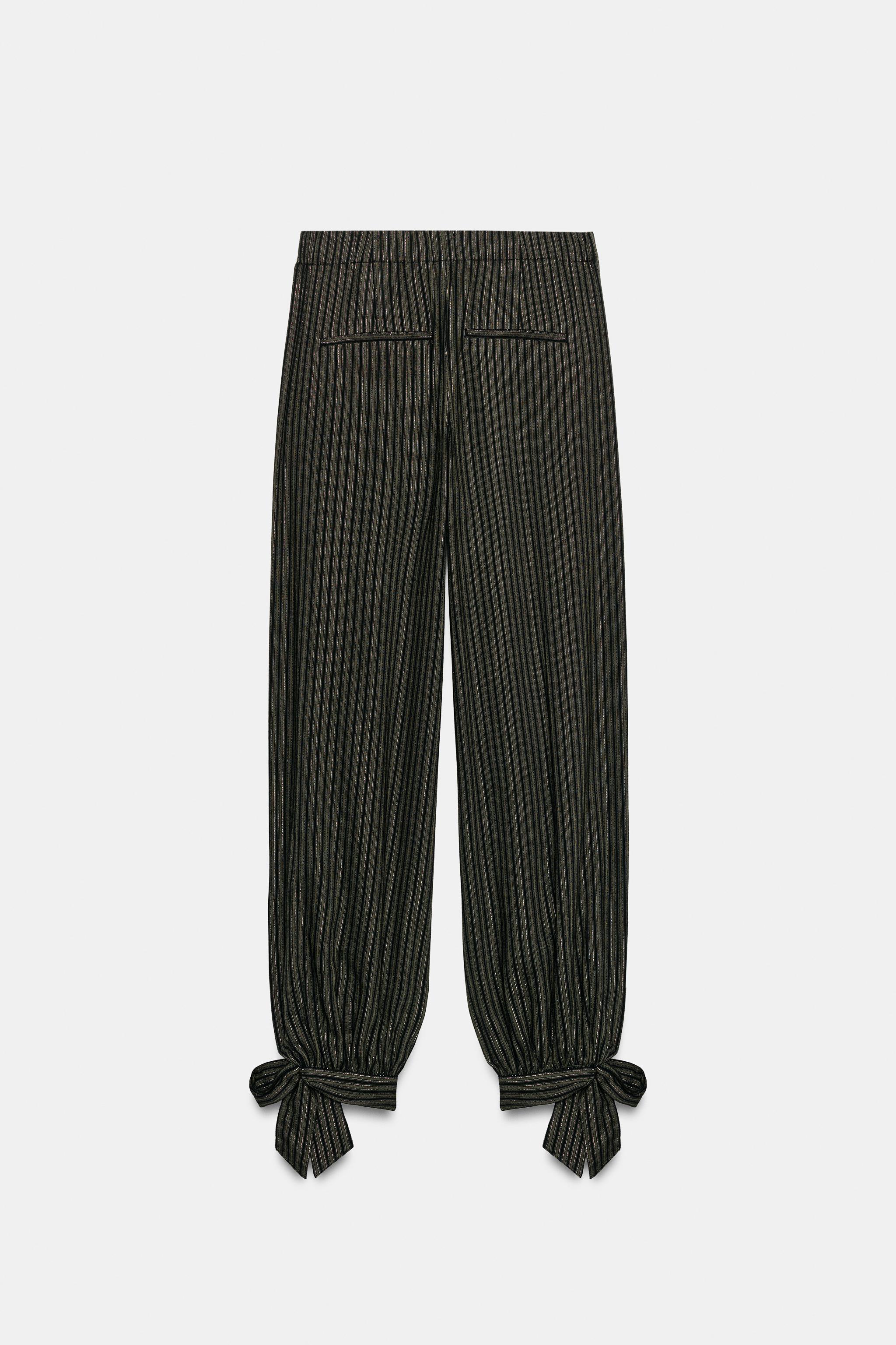 METALLIC THREAD TIE BLOWOUT PANTS