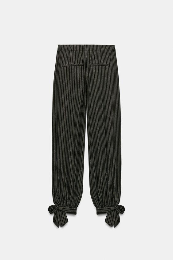 PANTALON BOUFFANT LACETS FIL MÉTALLISÉ - Noir / Vert de Zara - Image 9