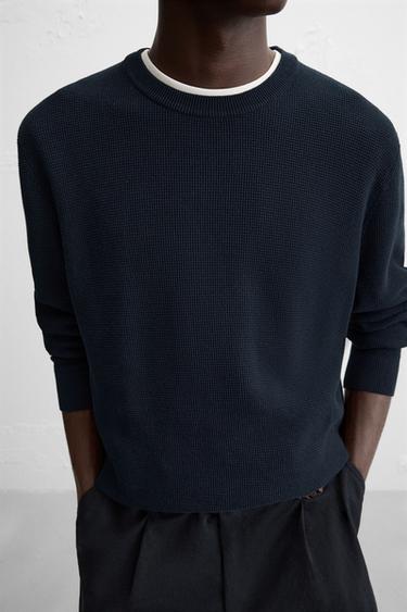 JERSEY REGULAR FIT STRUCTURÉ - Bleu marine de Zara - Image 4