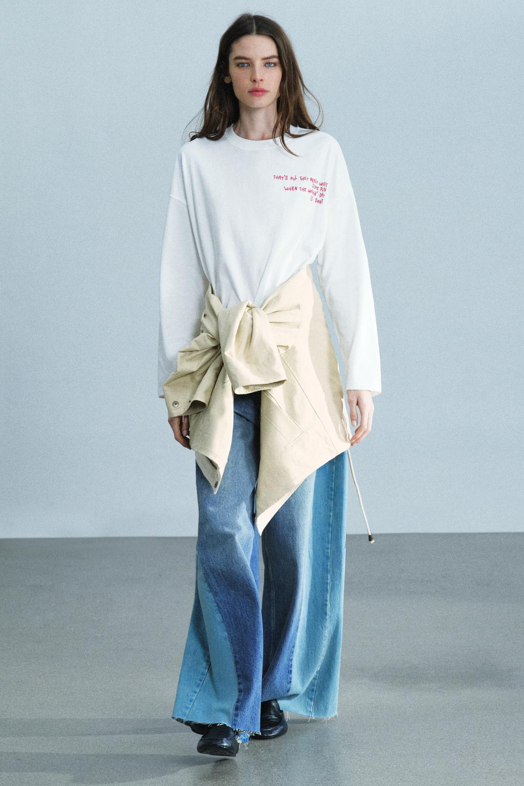 Zara Oversize mətnli köynək