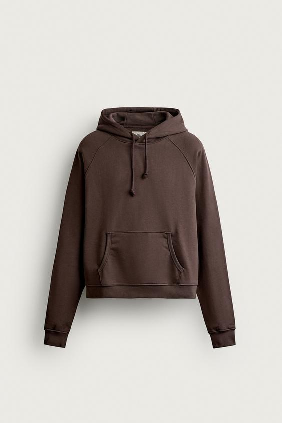 HOODIE WITH EMBROIDERED LOGO - Brown by Zara - Image 0