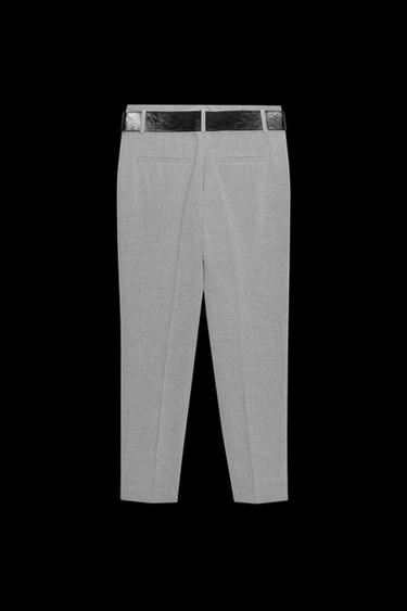 Zara SLIM PANTS WITH WIDE BELT - Gray