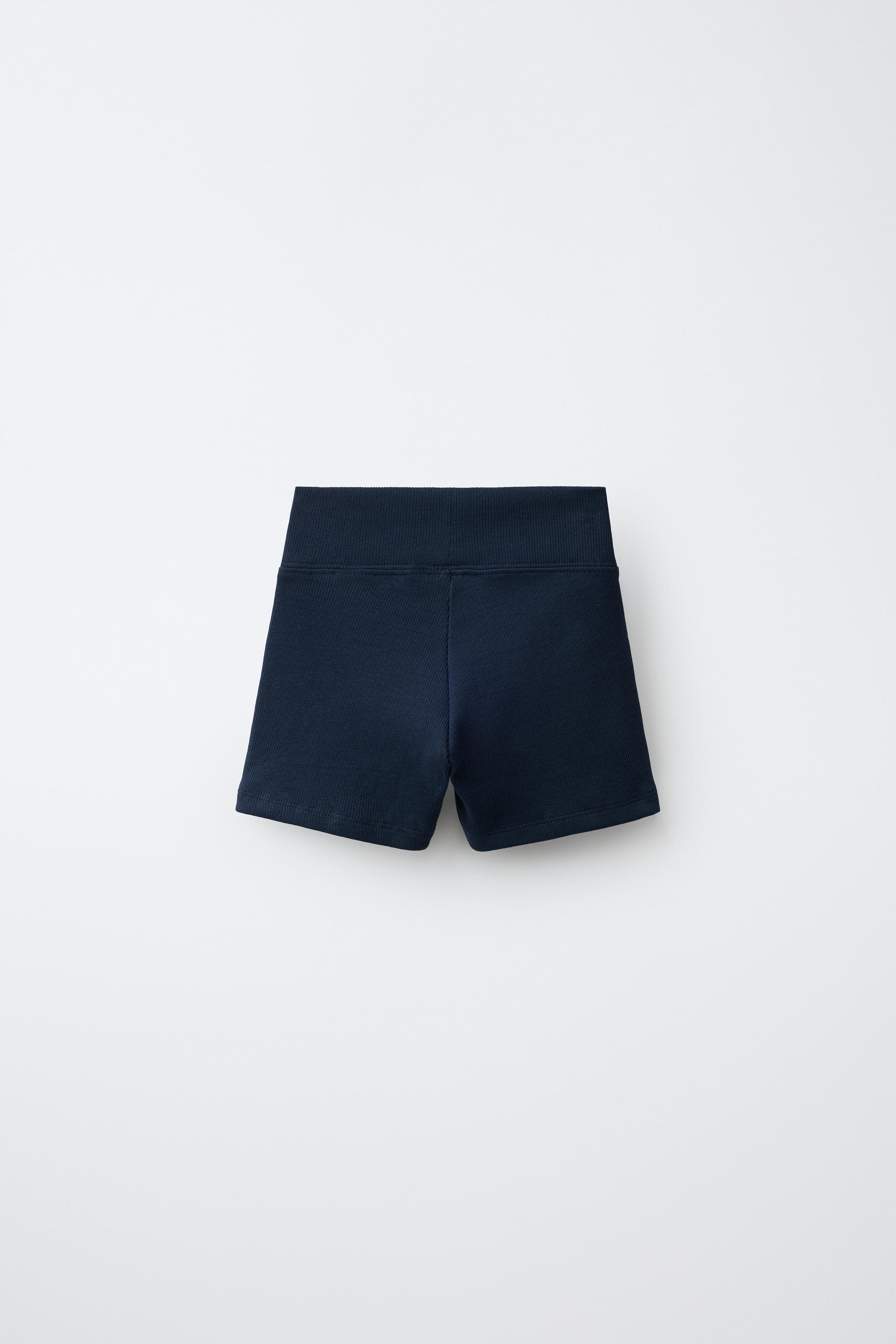 RIBBED SHORTS — Navy blue