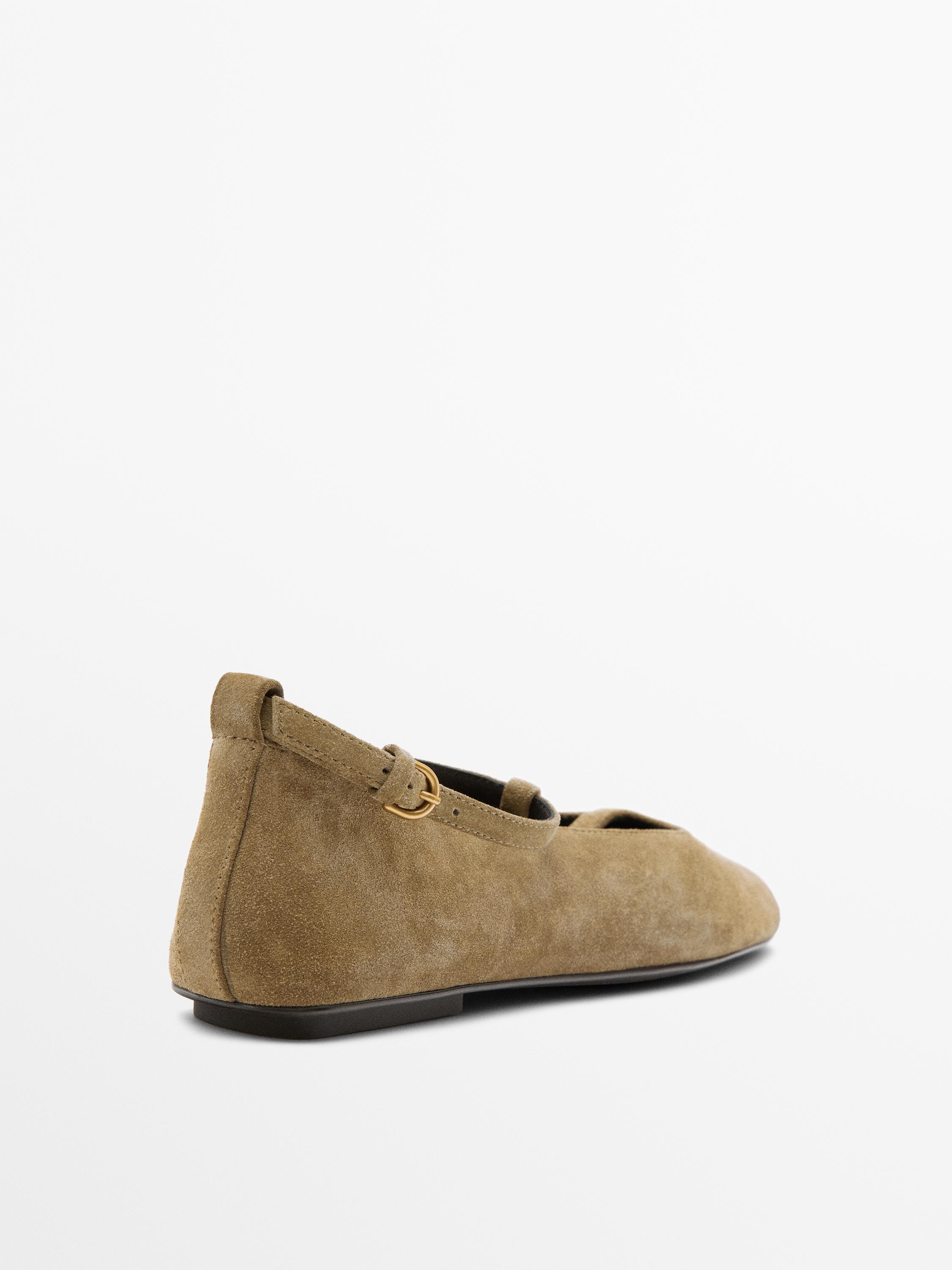 Ballerine croûte de cuir bride coup pied