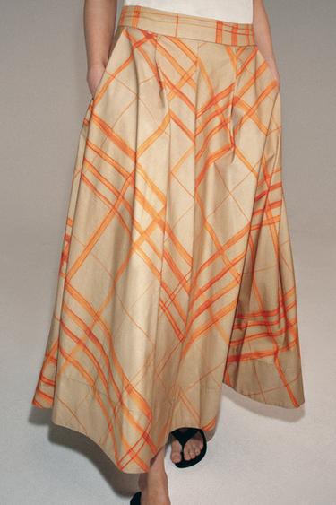 ZW COLLECTION LAYERED CHECK SKIRT - Beige by Zara - Image 3