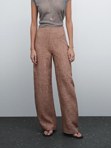 Pantalón fluido 100% lino - Arcilla de Zara