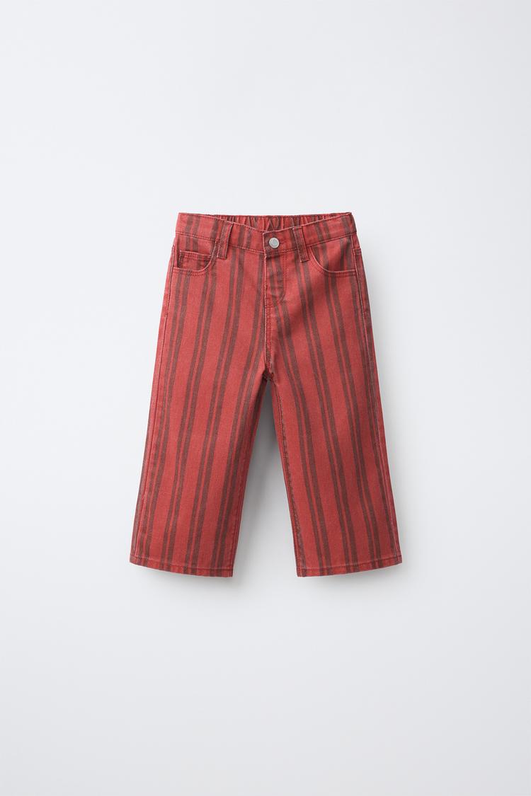 STRIPED CULOTTE PANTS — Red
