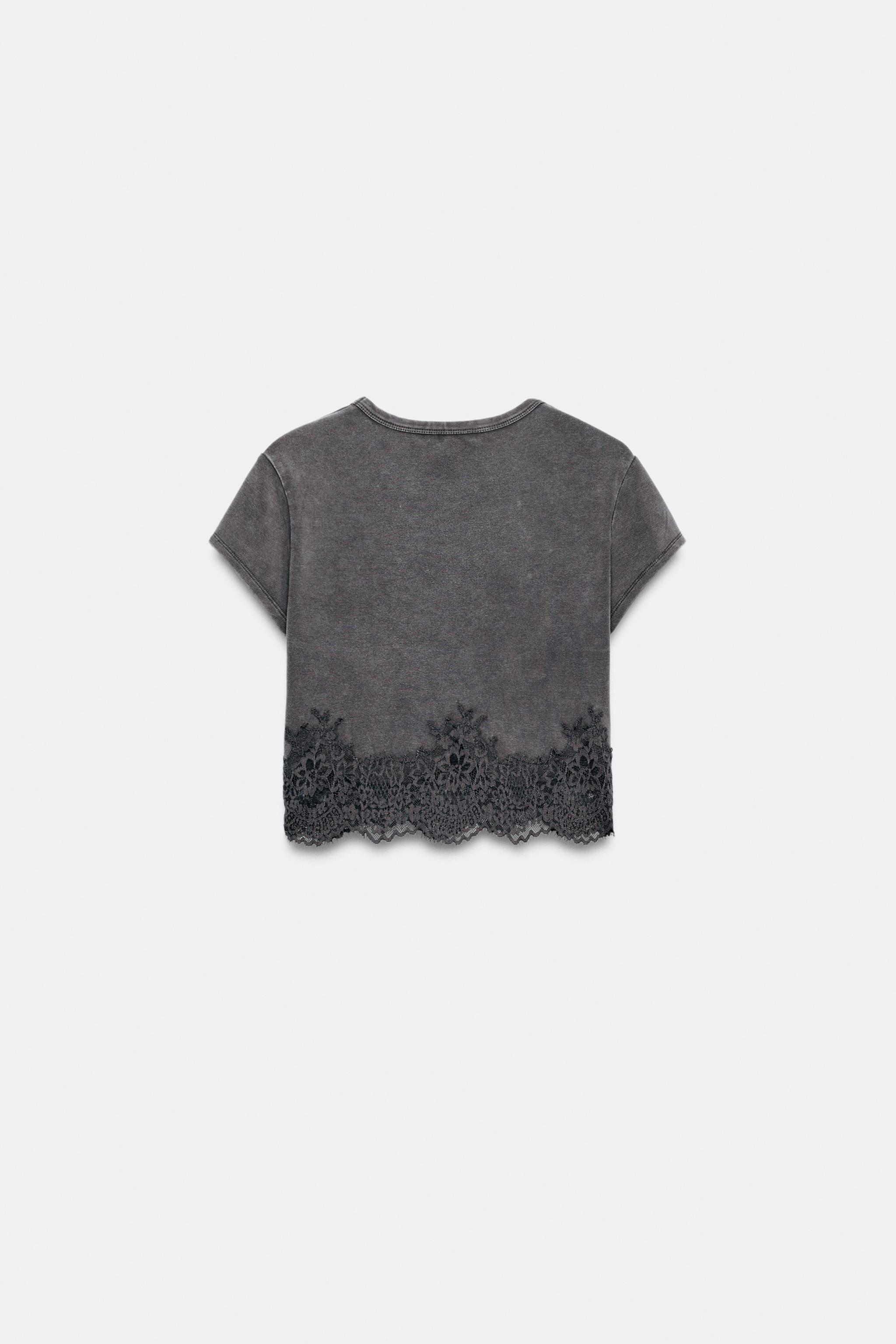 T-SHIRT COURT EN DENTELLE