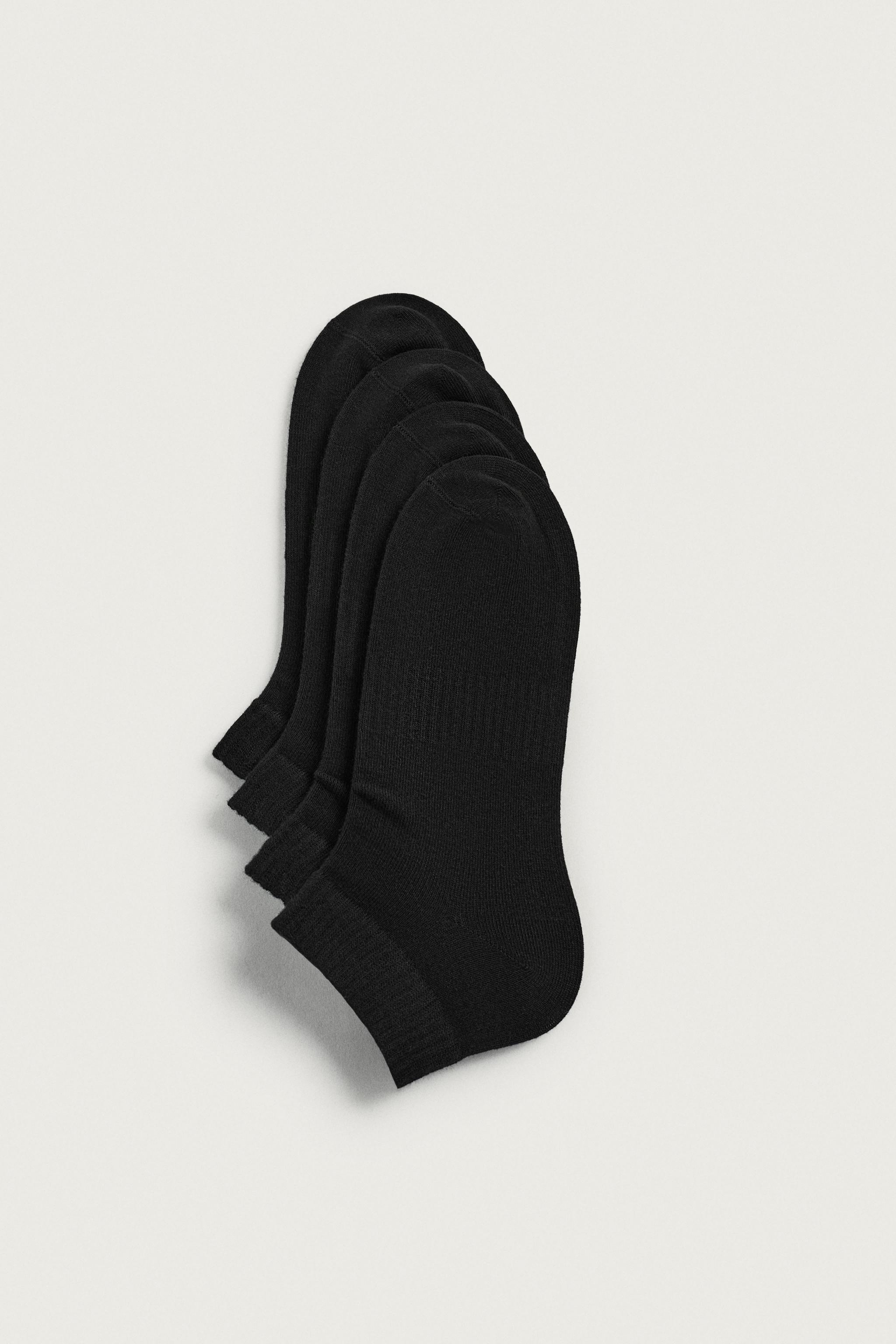 FOUR-PACK OF BASIC ANKLE SOCKS — Black