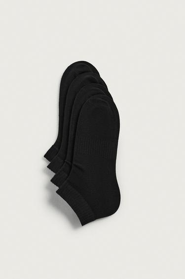 Zara 4雙裝基本款踝襪 - 黑色