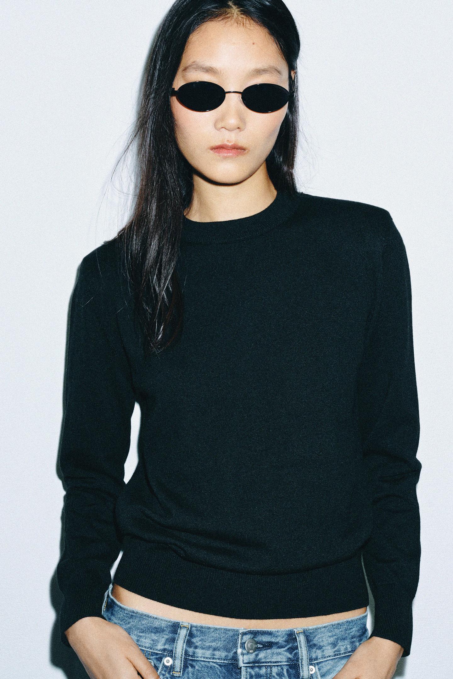 Женский свитер Zara Shoulder Pad Knit Jumper, цвет: Чёрный — фото 2