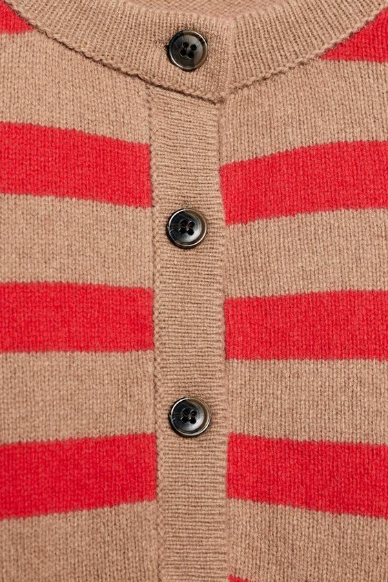PULL RAYÉ EN LAINE ET CACHEMIRE - Marron clair de Zara - Image 9