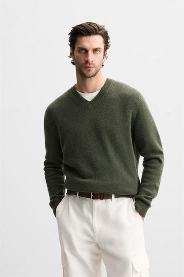 JERSEY MEZCLA LANA - Verde-seco de Zara
