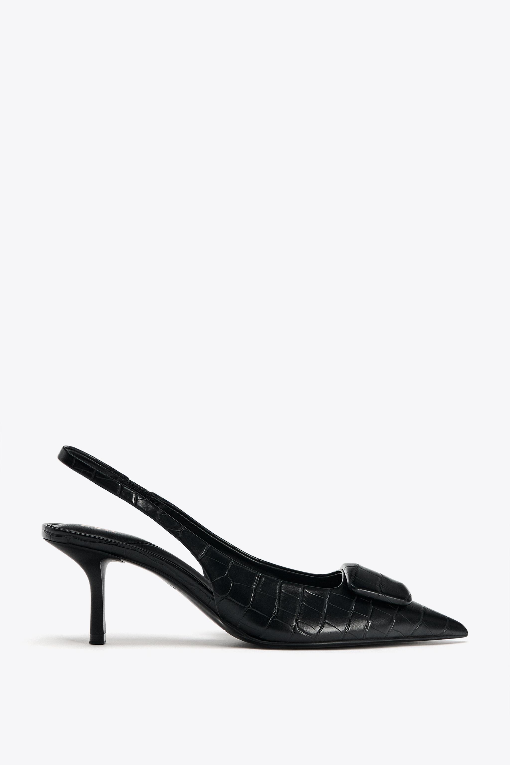 プリントピース付きスリングバックシューズ - ブラック | ZARA