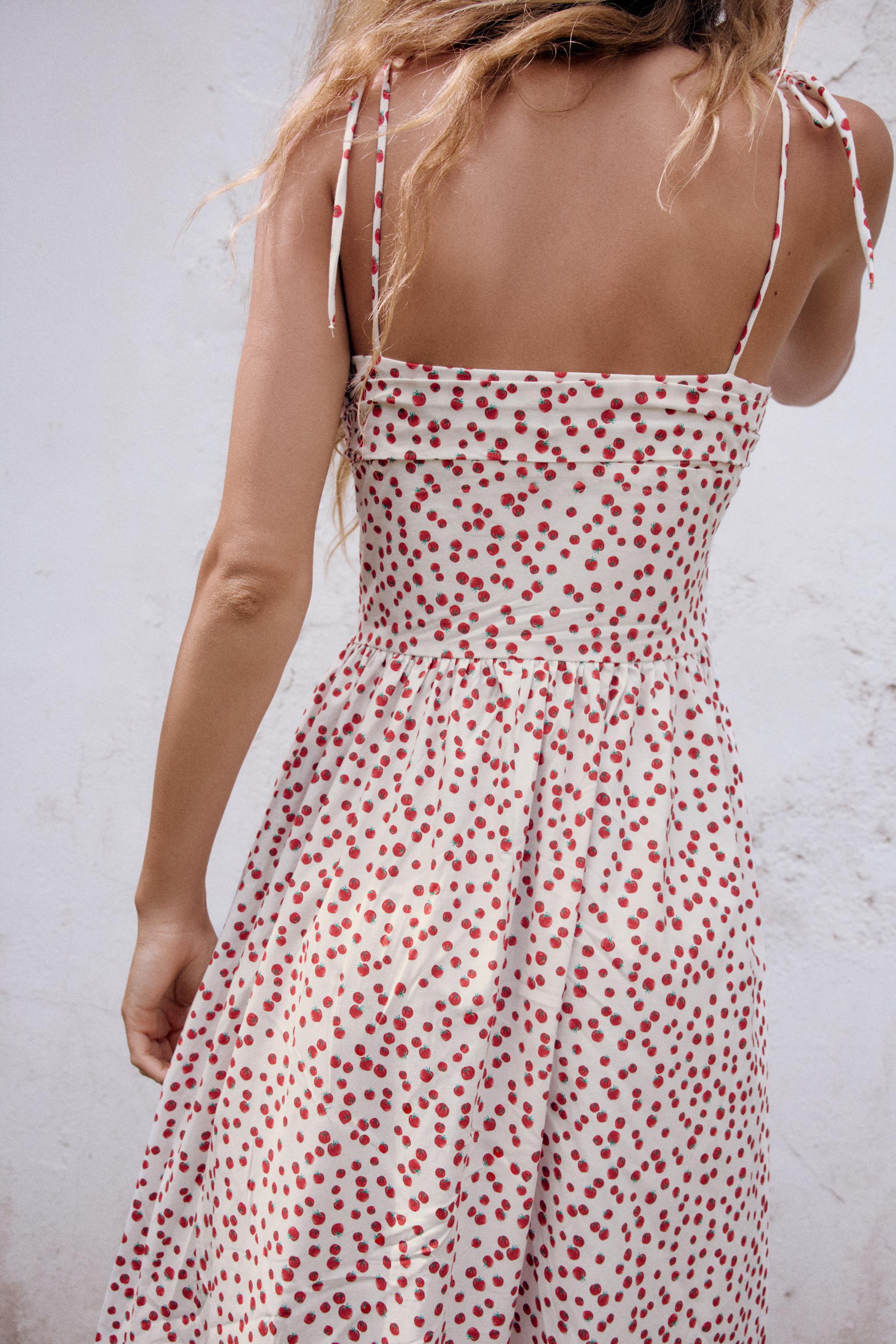 Женские платья Zara PRINTED POPLIN MIDI DRESS — фото 5