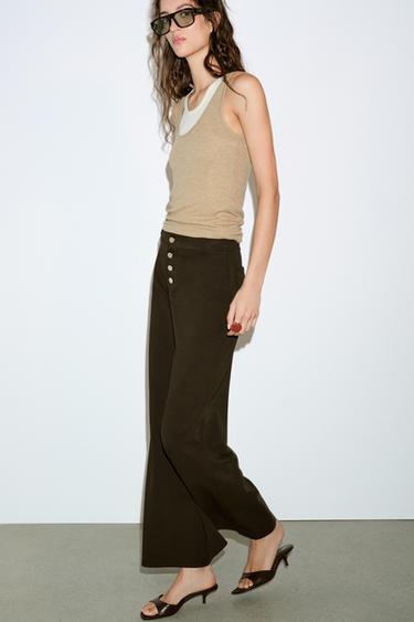 STRAIGHT TROUSERS WITH BUTTONS - Dark brown by Zara - Image 4