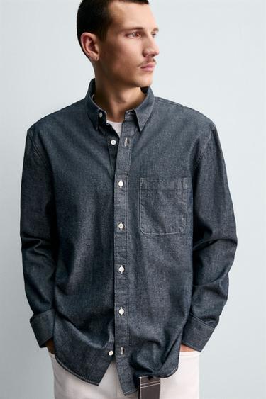CHEMISE EN JEAN COUPE DÉCONTRACTÉE - Bleu de Zara - Image 5