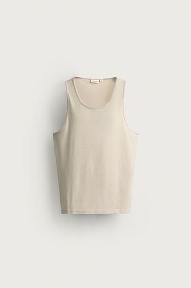 REGULAR FIT MEDIUM WEIGHT TANK TOP - Light beige by Zara