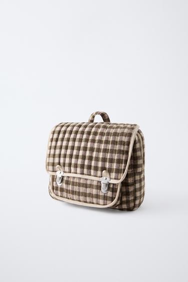 SAC À DOS À CARREAUX - Marron de Zara - Image 1