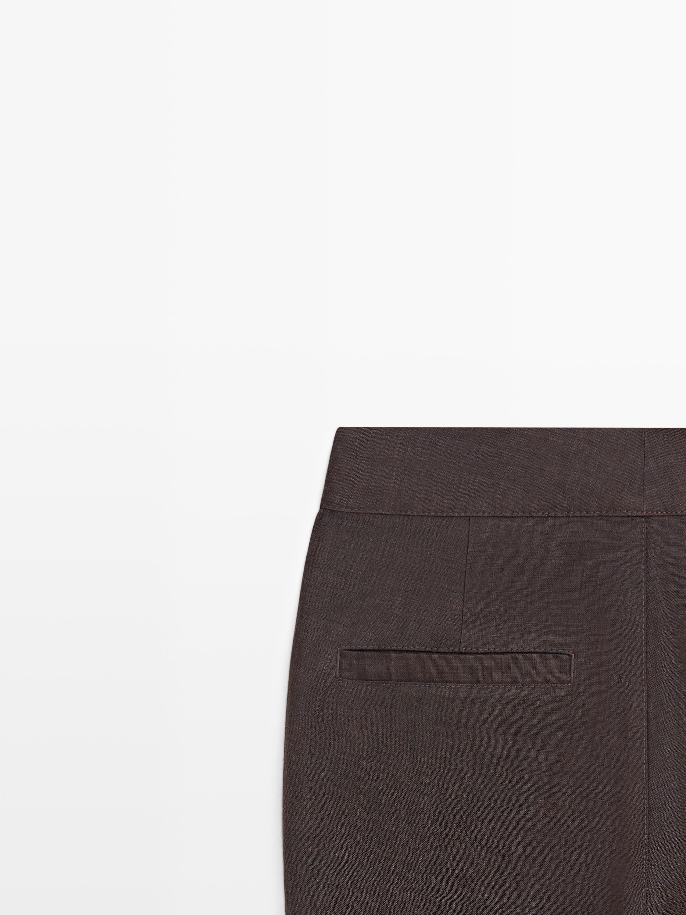 100% linen kick flare trousers
