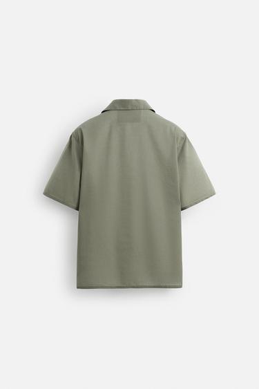 COTTON VOILE SHIRT - Dark khaki by Zara - Image 6