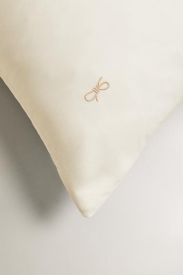 TAIE D’OREILLER COTON SATIN (300 FILS) À NŒUDS - Cave de Zara - Image 3