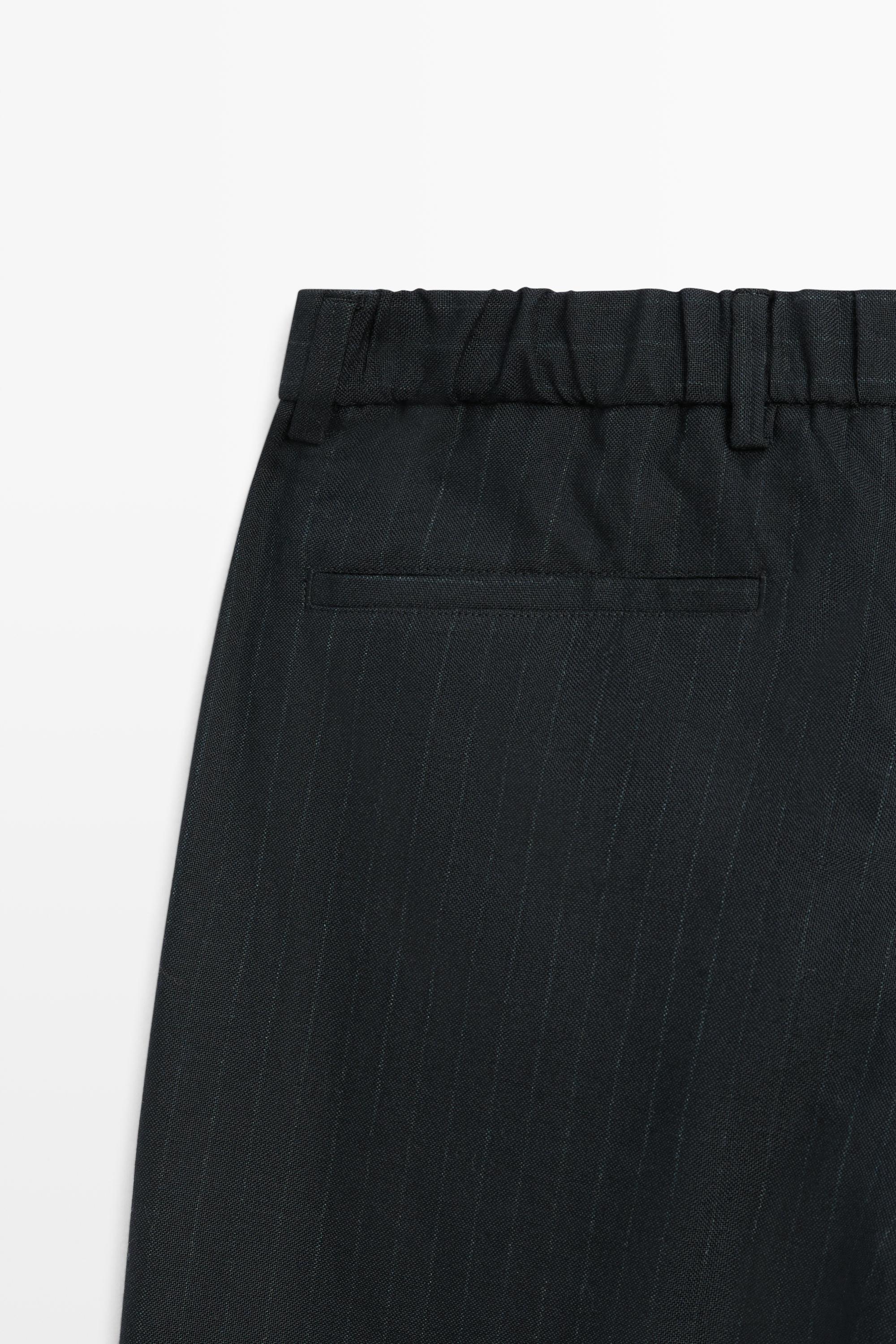 Pantalon relaxed fit à rayures 100 % laine