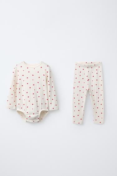 CONJUNTO BODY Y LEGGING CORAZONES - Crudo de Zara